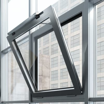 Окно с установленным приводом Slimchain